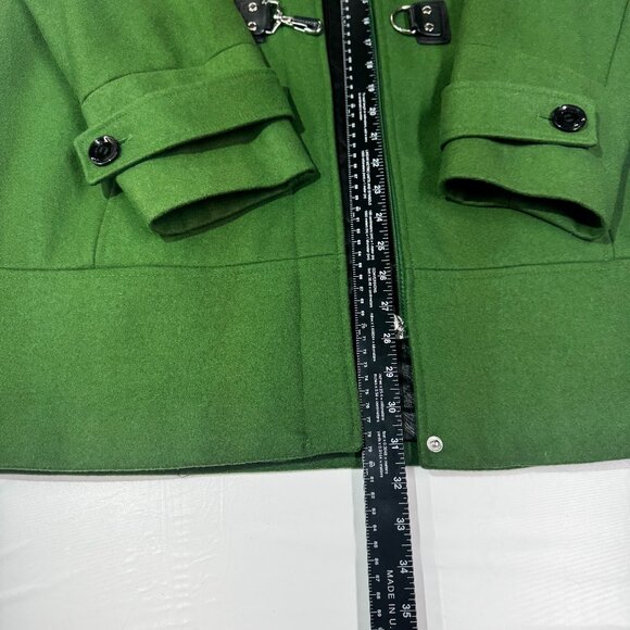 Calvin Klein Women's Kelly Green Hooded duffle clasp wool blend peacoat size 0X - Picture 16 of 16